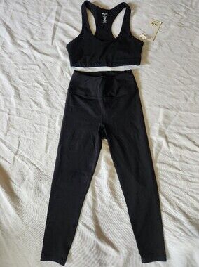 NWT MATE The Label Black Activewear Set Leggings & Sports Bra Size S